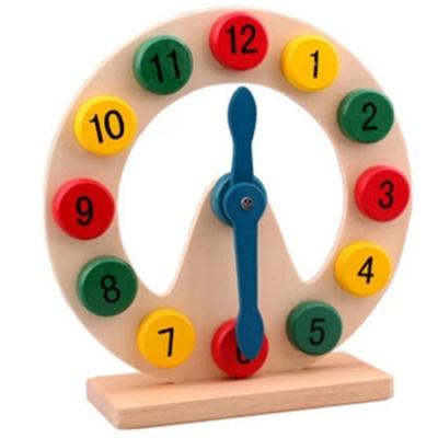 China Wooden Building Toy Learning Time Building Block Clock Puzzle Block Kids Learning Educational Toys for sale