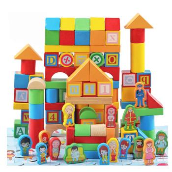 China Hot selling building toy fq brand children's educational colored baby's wooden toy intellect blocks wooden toys for sale