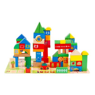 China DIY TOY fq brand baby wooden toy set toys wholesale colorful city building blocks wooden toys for children for sale