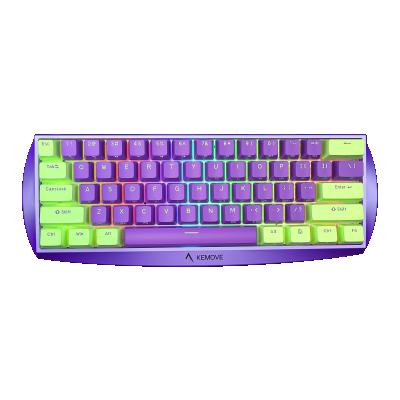 China Kemove ARES 60% RGB Dual Color PBT Keycap Gaming Wireless Backlit Hot Swapable Aluminum Keypad 61 Key Mechanical Keyboard for sale