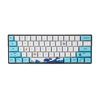 China Mechanical Blue Ocean Theme Sublimation 5 Surfaces Thermal ODM Profile PBT Keycap For 61 Keys 60% Gaming Mechanical Keyboard for sale