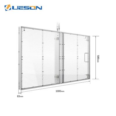 China Indoor Full Color Rental Led Video Wall Fixed Transparent Glass Mesh P3.91 LED Advertising Display for sale