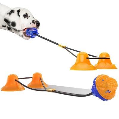 China Eco-Friendly Dogs Pet Chew Supplies Soft Recycled Rubber Double Suction Cup Dog Toy for sale