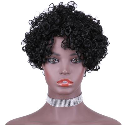 China Hot Selling Curly Body Wave Hair Wigs Short African Brazilian Lady Short Hair Wigs Bob Wig For Women Black for sale