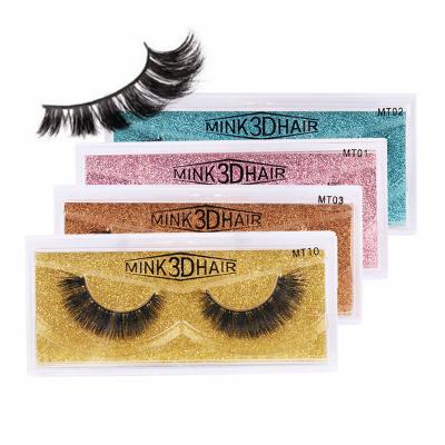 China Popularity Private Label Long High Natural 3D Real Mink Eyelashes Handmade MT Color Card Mink False Eyelash Packaging By for sale