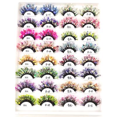 China Vendor Colorful Wholesale Colorful Fluorescent Eyelash Extension Eyelash Extension Night Stage Party Festival Neon Luminous Eyelash for sale