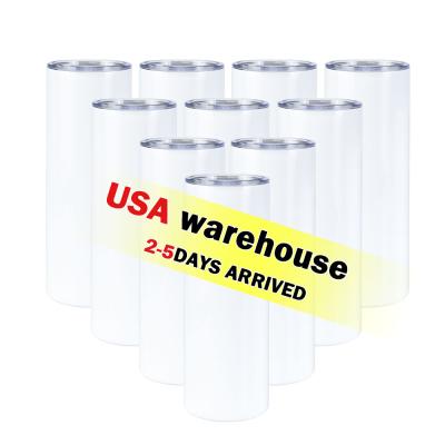 China Sustainable USA Warehouse Sublimation Shiny Empty Skinny Tumblers 20 Ounce Double Stainless Steel Straight Wall for sale