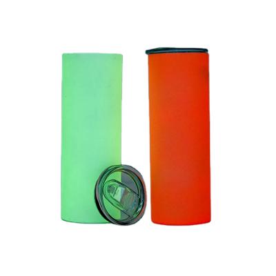 China Sustainable Cheap Straight Water Bottle Sublimation 20oz Straight Tumbler Glow In Dark UV Tumblers for sale