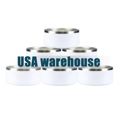 China USA Warehouse Pet Sustainable Feeder Rolls 32 oz 64OZ Custom Dog Food Bowl LOGO Blank Sublimation Stainless Steel for sale