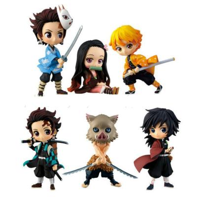 China Cartoon Toy 3PCS/SET Top Sales Qposket Demon Slayer Kimetsu No Yaiba Cartoon Character Collectible Toy PVC Anime Figure Toys for sale