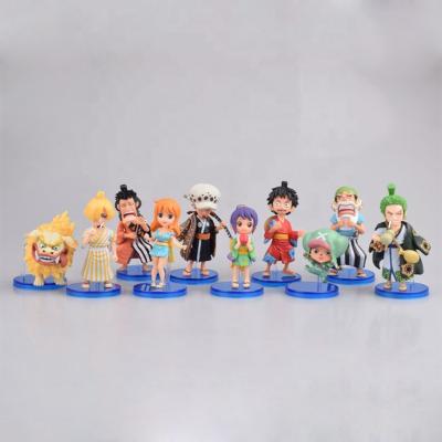 China Anime Figure Luffy Zoro Nami Usopp Sanji Chopper Action Figure Model Toy One Piece 10pcs/set Cartoon Wonokuni Collection Toys Opp Bag for sale