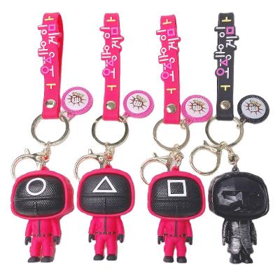 China Eco-friendly factory ready to ship new high quality squid game pvc key chain 3d for sale