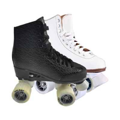 China Plastic Frame Customized Double Row 4 Wheel Adults Woman Girls Outdoor Artistic White Quad Roller Skates for sale