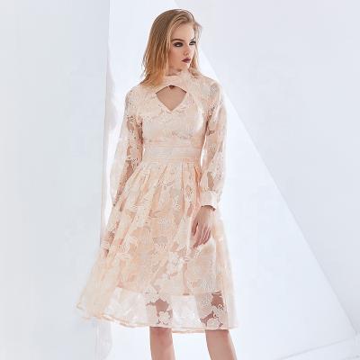 China TWOTWINSTYLE New Arrival Breathable Lace Vintage Long Sleeve Fitted Women Print Dress for sale