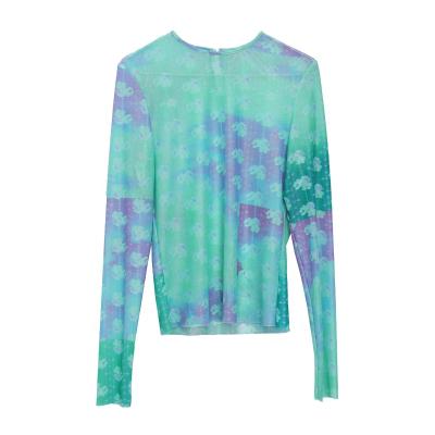 China TWOTWINSTYLE Breathable Print Hit Slim Women O Neck Color Long Sleeve Casual Elastic Fabric T-Shirt for sale