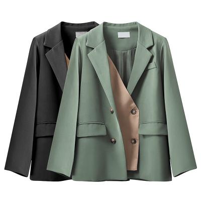 China TWOTWINSTYLE Breathable Notched Collar Long Sleeve Irregular Patchwork Women Casual Blazer Jacket for sale