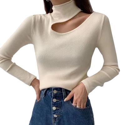 China TWOTWINSTYLE Turtle Neck Breathable Knitting Thin Sleeve Long Cut Off Shoulder Sweaters Female for sale