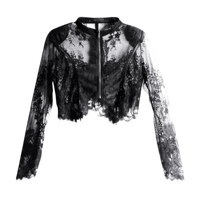 China Viable Casual Black Women Protection Sun Perspective Panel Lace TWOTWINSTYLE Short Jackets for sale