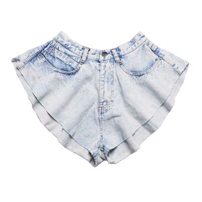 China Breathable Ruffle Denim High Waist Wide Leg Shorts Female 2020 Summer for sale