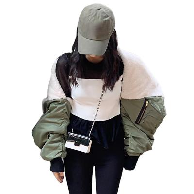 China TWOTWINSTYLE Streetwear Viable Patchwork Loose Pockets Hit Color Short Tracksuit Women Jackets for sale