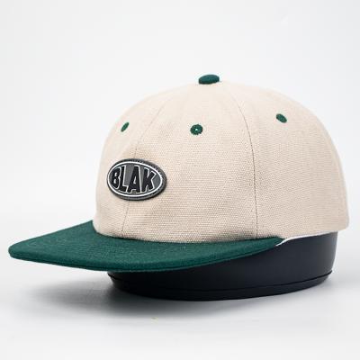 China JOINT Logo 6 Panel Custom Canvas Unstructured Snapback Hats With Green Under Brim for sale