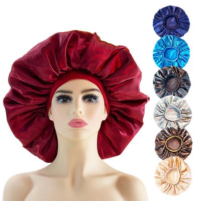 China New Design Character Large Multicolor Extra Large Sleeping Dome Hat High Quality Satin Hair Hood With Wrap for sale