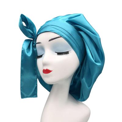 China Character hengxing wholesale designer womens overflow custom made satin dome sleep cap hoods with tie for sale