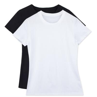 China Anti-Wrinkle Ready To Ship Wholesale Round Neck White Cotton Women T-Shirts for sale