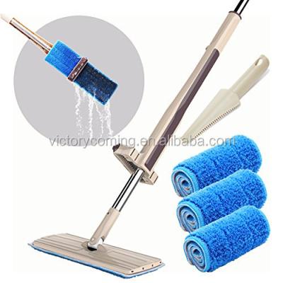 China Home Used Automatic Tight Free Hands Microfiber Floor Mop With 3 Microfiber Cloths for sale