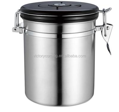 China Sustainable Airtight Coffee Canister Stainless Steel Container For Kitchen Coffee Grounds Vault Pot for sale