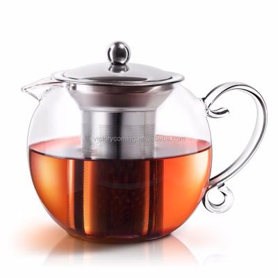 China Tea Kettle Infuser Stovetop Viable Gift Set Glass Teapot With Stainless Steel Strainer Removable Teapot Tea Maker for sale