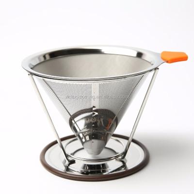 China Viable Pour Over Portable Coffee Dripper Stainless Steel Reusable Drip Cone Coffee Filter Pour-over Coffee Maker for sale