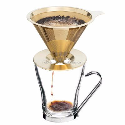 China Viable Pour Over Coffee Maker (304) Stainless Steel Food Grade Paperless 18\8 Cone Dripper Coffee Brewer for sale