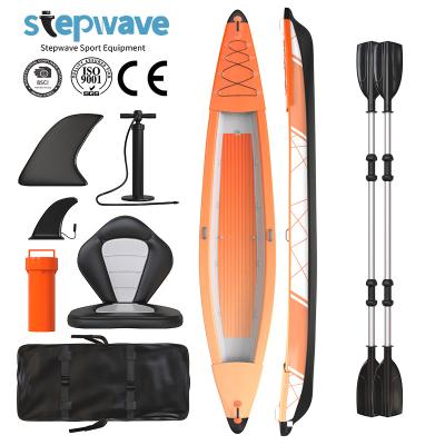 China 0.9mm PVC Surfing Drop Stitch Two Person Inflatable Canoe/Kayak Full Fold For Sale 2 Person Fishing Kayak for sale