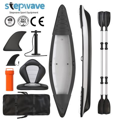 China 0.9mm PVC Surfing Fold Drop Stitch Three Person Kayak Rowing Boats With Standard Accessories for sale