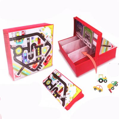 China Wholesale Custom Fabric Toy City Road Storage Box Kids Sustainable Sunrise Foldable for sale