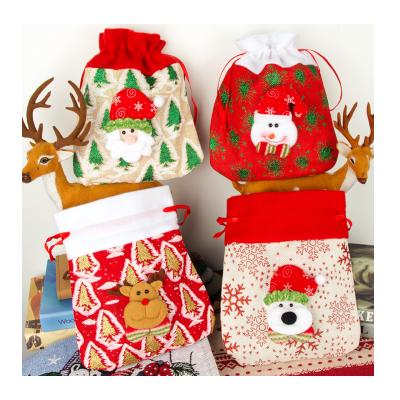 China Cloth Merry Christmas Stocking Gift Bag Kids Santa Candy Bag Christmas Tree Ornaments for sale