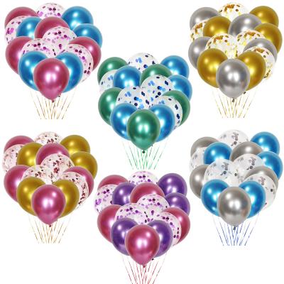 China Decortation 12Metal Glitter Inch Balloon Set Chrome Metal Agate Latex Paper Drop Balloon Wedding Party Decoration for sale