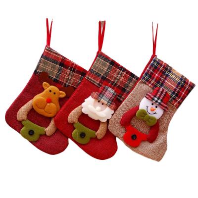 China Cute Cloth Snowman Elks Candy Bag Christmas Stocking Gift Bag Party Decoration for sale