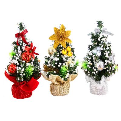 China Mini Christmas Tree Desktop Home Decoration Faux Fabric Berry Pine Branch Package for sale