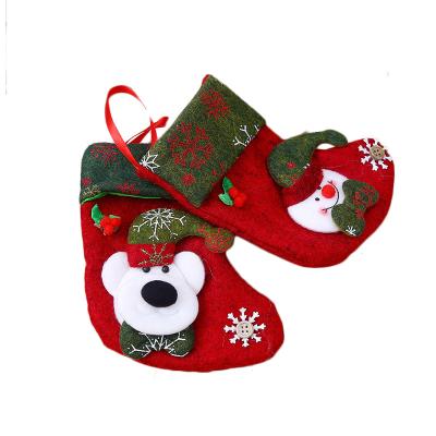 China Cloth Christmas Socks Gift Bag Old Man Snowman Plush Socks Holiday Party Decoration for sale