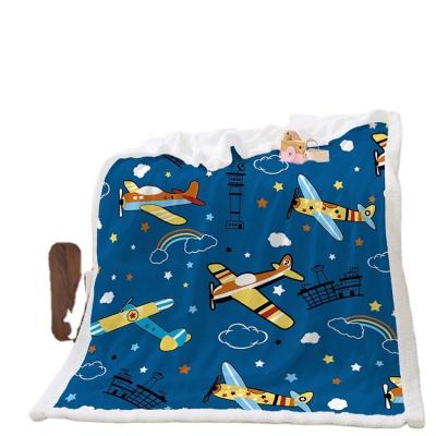 China High density Autumn Winter Wholesale New Hot Selling Microfiber United Fashion 100% Polyester Knitted Throw Blanket airplane flag for sale