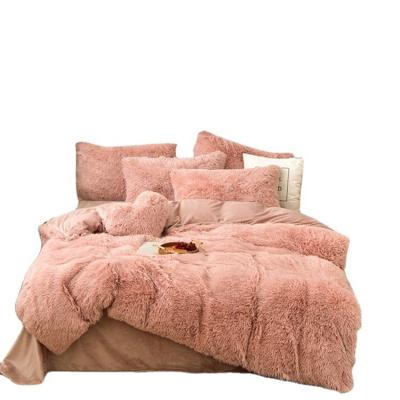 China Soft Home Textile Soft Like Cotton Quilt Cover Microfiber Crystal Velvet Bedding Set for sale