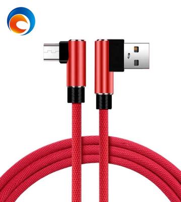 China Quick Charging Type-C 2.4A 1.5m Usb Right Angle Cable Double Elbow Cotton Cloth 2.4A Cable 90 Degree Charging Cable For Type-C for sale