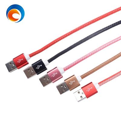 China High Speed ​​Data Charging 3 Feet 1 Meter PU Leather USB Micro Usb Cable Micro Data Cable For Android Usb Charging Cable for sale