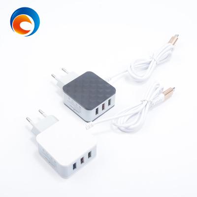 China High Speed ​​Phone Charging Cable Diamond Texture 5V-3.5A 3 USB Wall Charger for sale