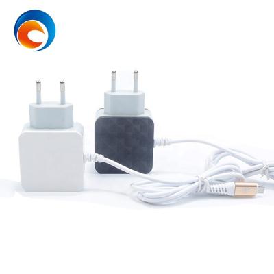 China It can charge multiple devices at the same time. Diamond Pattern 5V-1A 3 USB Travel Phone Wall Charger Left Adapter with Cable for sale