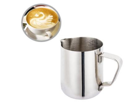 China Sustainable 12 oz (350ml) Milk Pitcher Steaming Pitcher 304 Stainless Steel Pitcher with Perfect Gauge for Milk Frother for sale