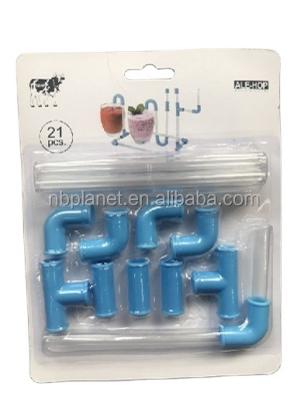 China Modern 21PC ASSEMBLED PLASTIC CONNECTOR DRINKING STRAW PACK for sale