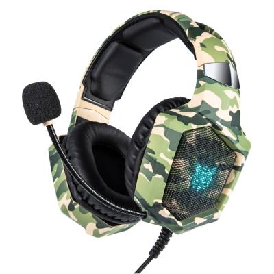 China Noise Canceling ONIKUMA K8 Earphone Headset Camouflage Wired PC Gamer Stereo Stereo Earbuds With MIC LED Lights For PS4/XBoxes One/Laptop for sale